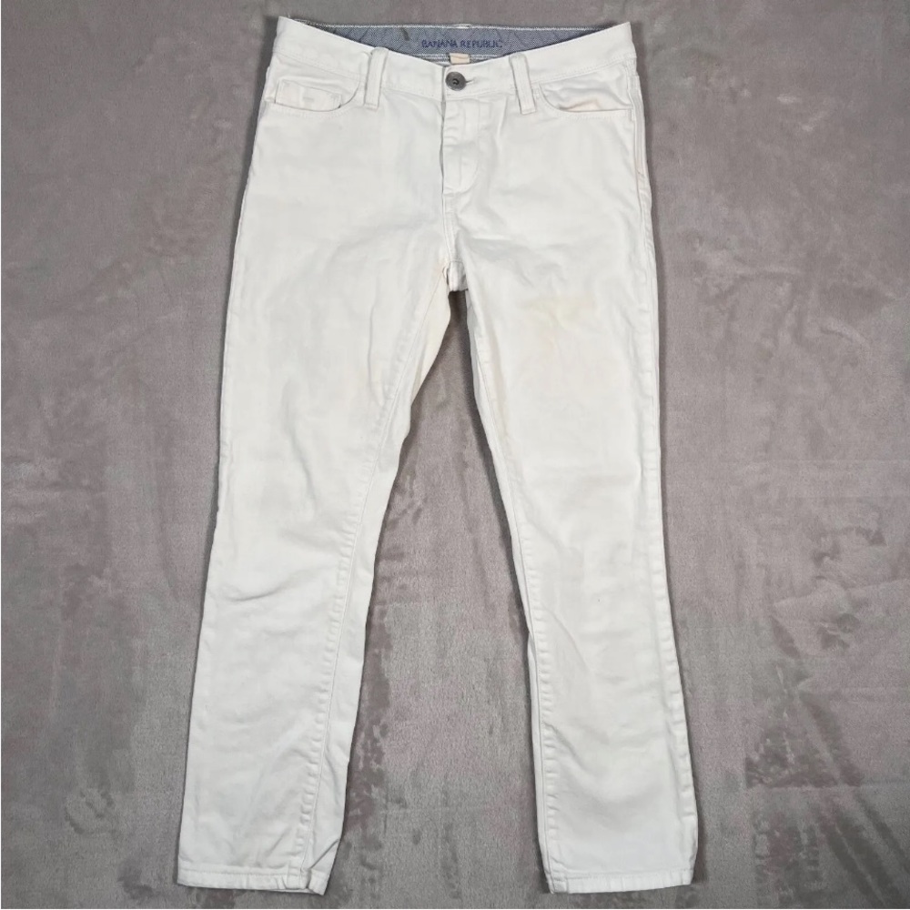 BANANA REPUBLIC WHITE SKINNY CROP DENIMS - Picture 8 of 15